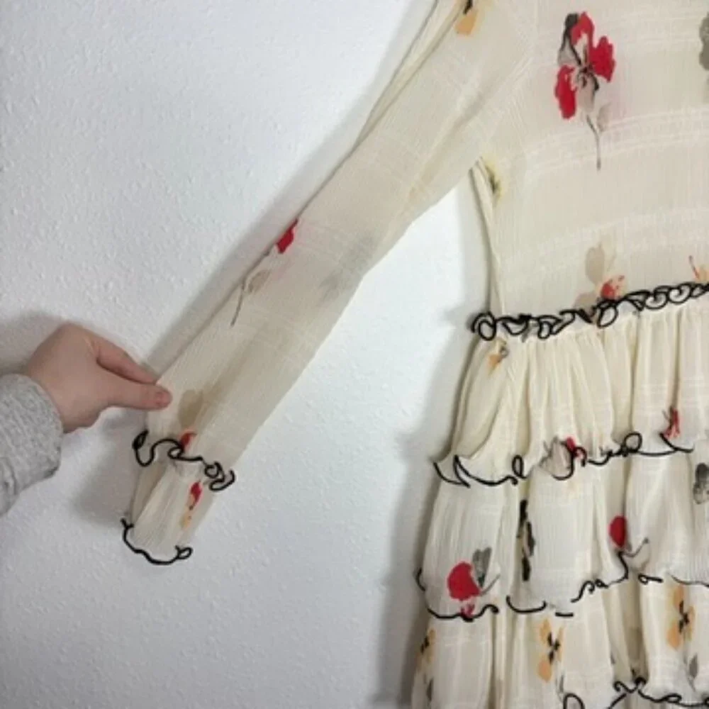 GANNI Size: 34 US Size: 2 Style 1729 Lowell Floral Print Tiered Mini Dress - Picture 9 of 15